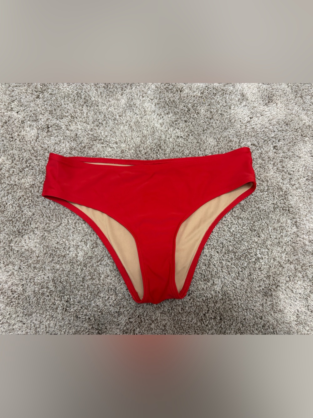 Old Navy Red High-Cut Bikini Bottom with Nude Lining